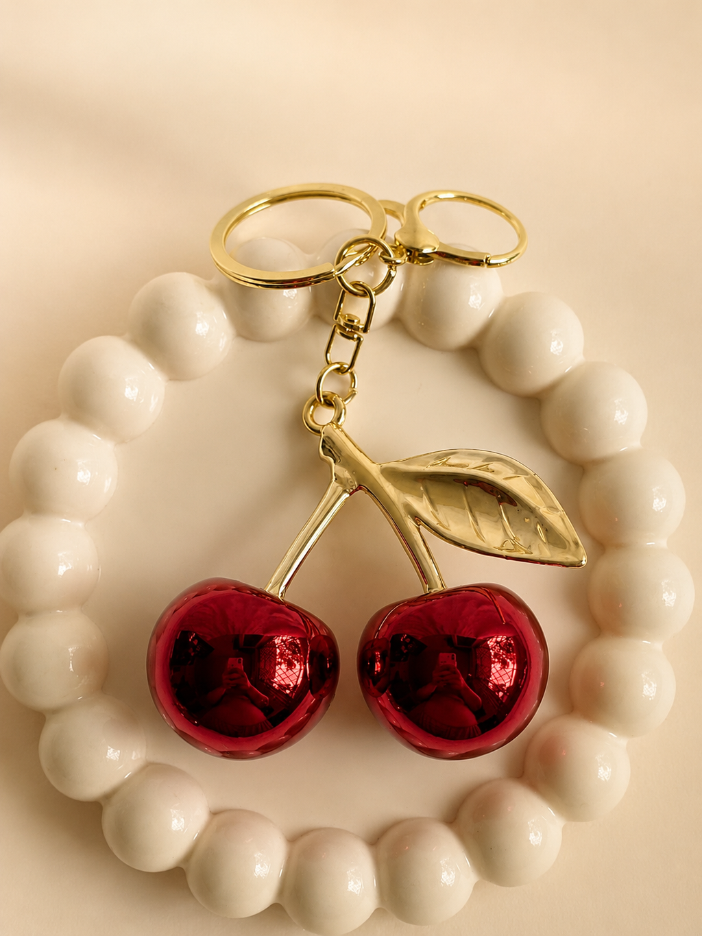 Metallic Cherry Bag Charm