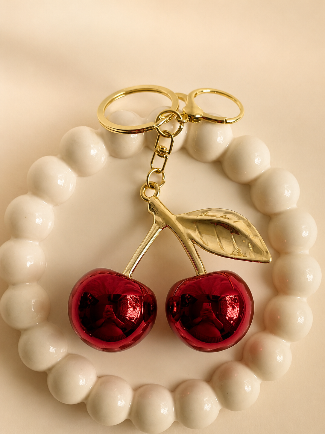Metallic Cherry Bag Charm