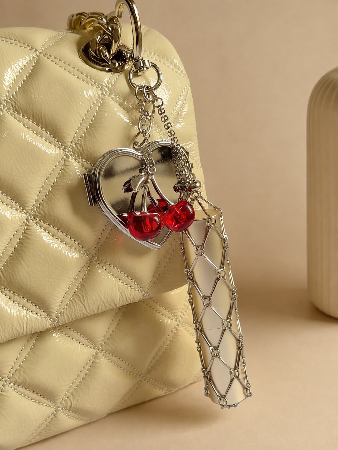 Cherry Lipstick Bag Charm